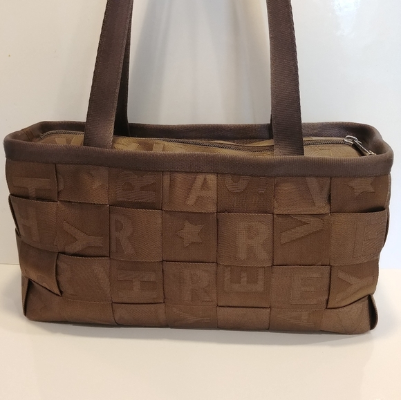 Rare Harvey's Original Seatbelt Embossed Monogram Large Satchel Handbag USA Made - Picture 2 of 16